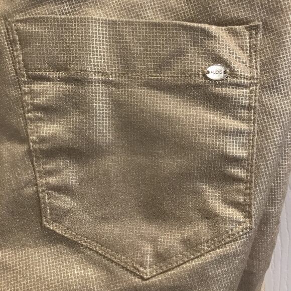 Bevy Flog Shely Drawstring Pull On Pants Gold Metallic Grid Pockets Size 29 - Picture 8 of 12
